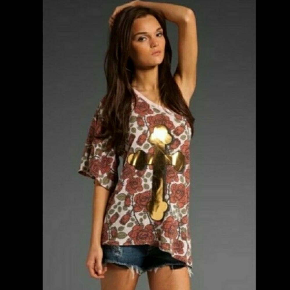Wildfox Gold Cros One Sleeve Top